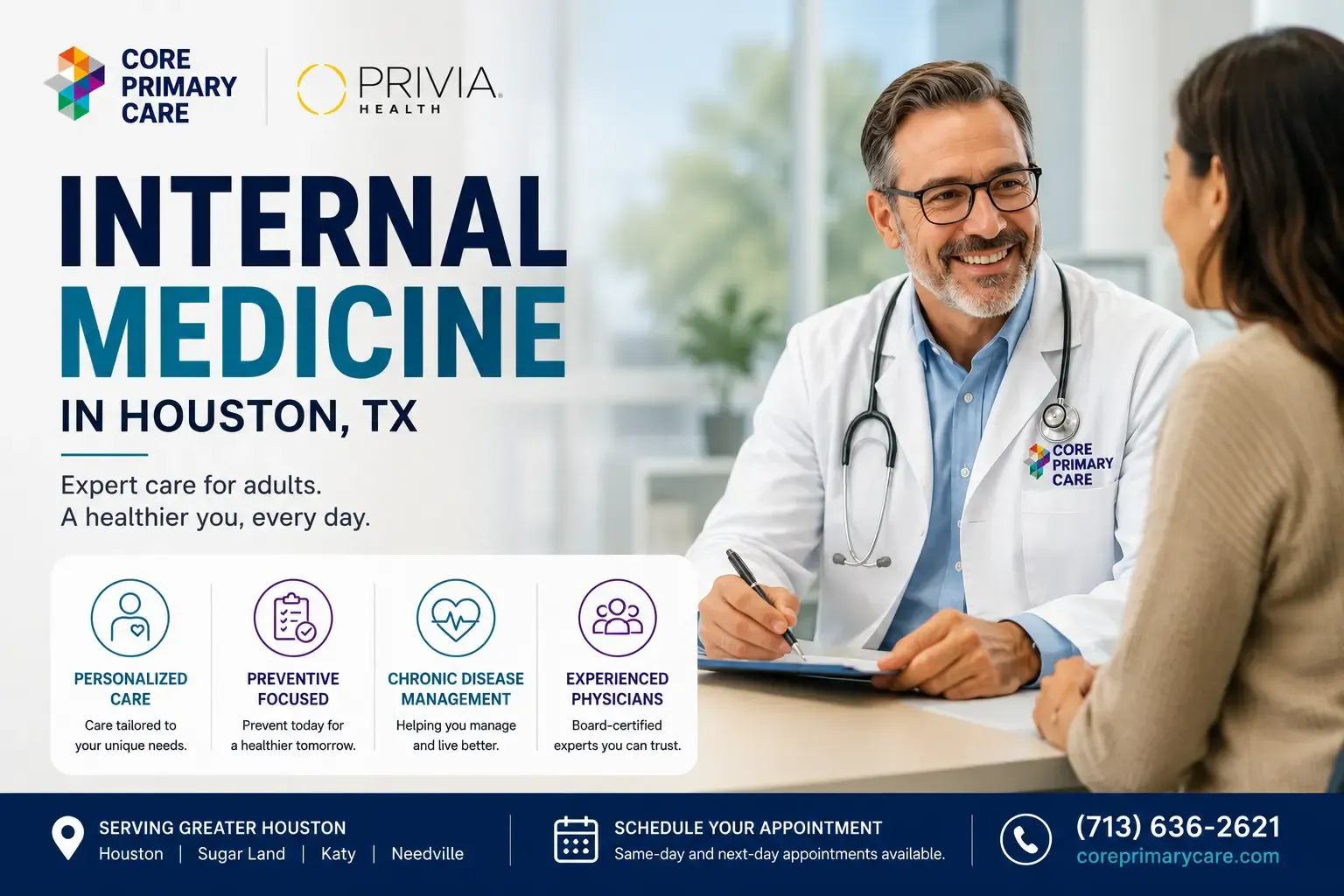an internal medicine physician & internist in Houston , primary care attending his patient